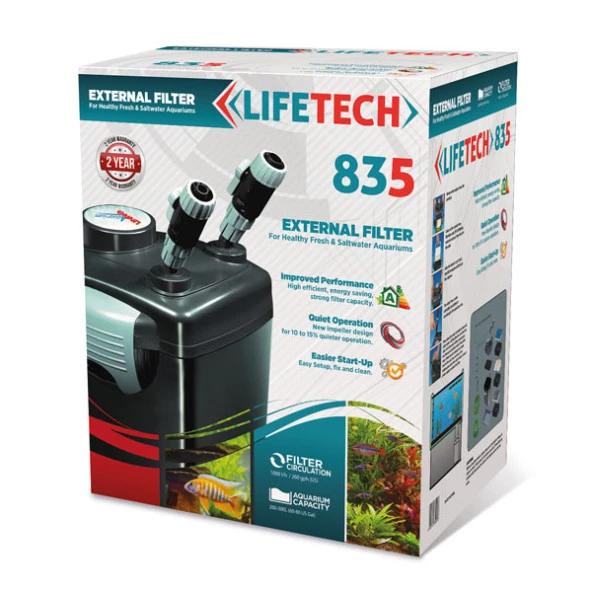 Lifetech 835 Dış Filtre 1000 Lt/Saat 22w, 3 Sepet İçi dolu olup Eksik malzeme miktarı ilave edilmelidir.