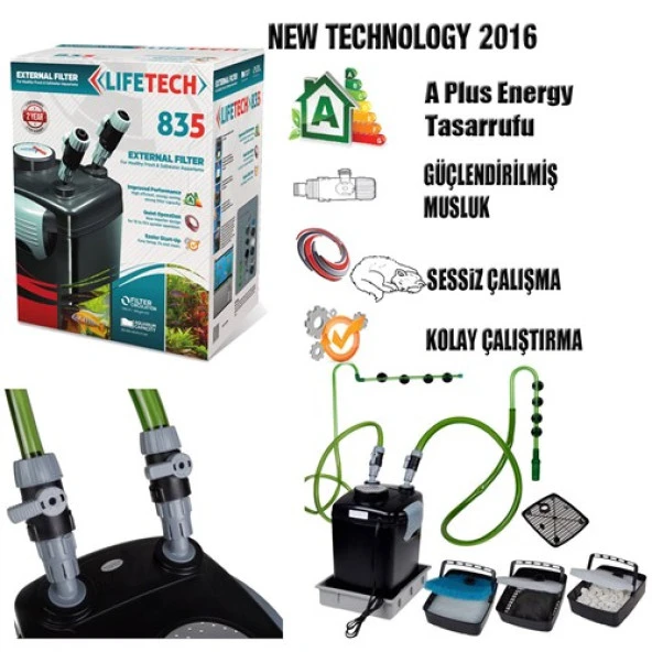 Lifetech 835 Dış Filtre 1000 Lt/Saat 22w, 3 Sepet İçi dolu olup Eksik malzeme miktarı ilave edilmelidir. - 3