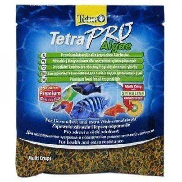 Tetra Pro Algae Crisps 12 gr  Poşet Orjinal Yem Tetra Pro Vegatable  Skt : 10/2025