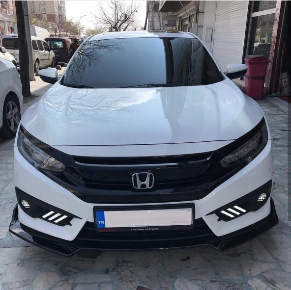 Oled Garaj Honda Civic Fc5 Ön Tampon Lip 3 Parça Parlak Siyah 2016-2019