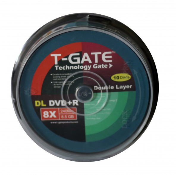 T-GATE DVD+R 8.5GB DL 240MIN 8X 10LU CAKE