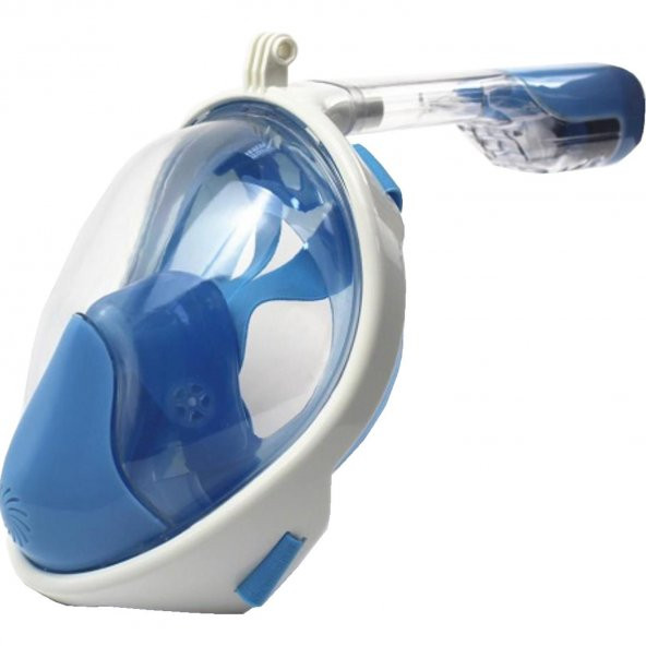 Dalış Şnorkel Maske Aksiyon Kamera Takılan Beden L-XL Mavi Yüzücü Maske