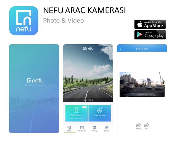 Nefu Plabo 2 Kameralı Wi-Fi FullHD Araç Kamerası - 4