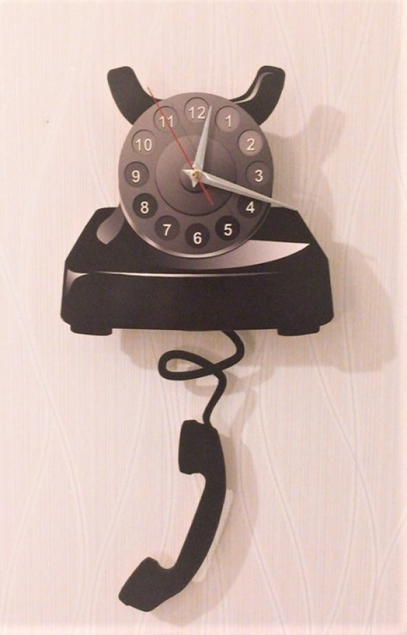 Çevirmeli Nostaljik Telefon Sallanır Sarkaçlı Duvar Saati