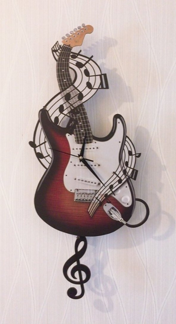 Elektro Gitar Sallanır Sarkaçlı Duvar Saati