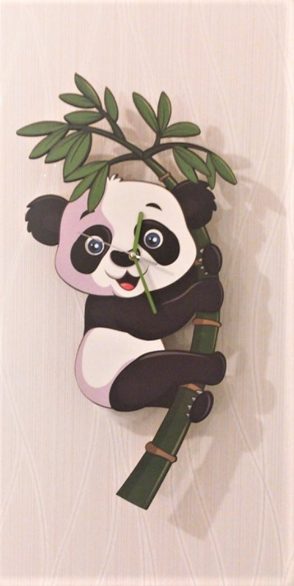 Panda Temalı Sallanır Sarkaçlı Duvar Saati