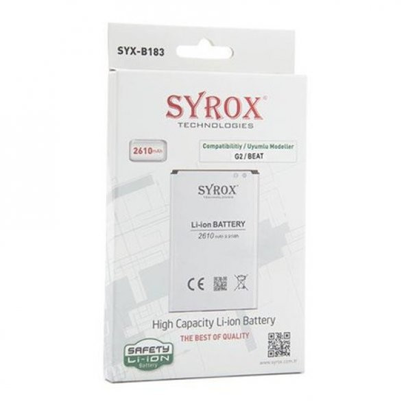 Syrox LG G2 Beat Batarya BL-54SG 2610 mAh B183 - 2