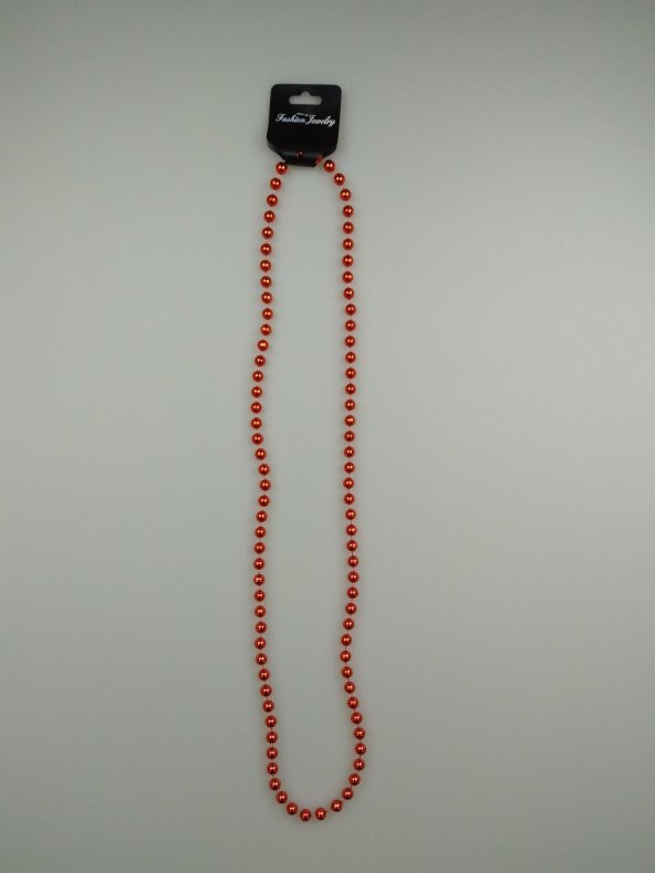 PARTİ KOLYE BONCUK 80CM KIRMIZI METALİK