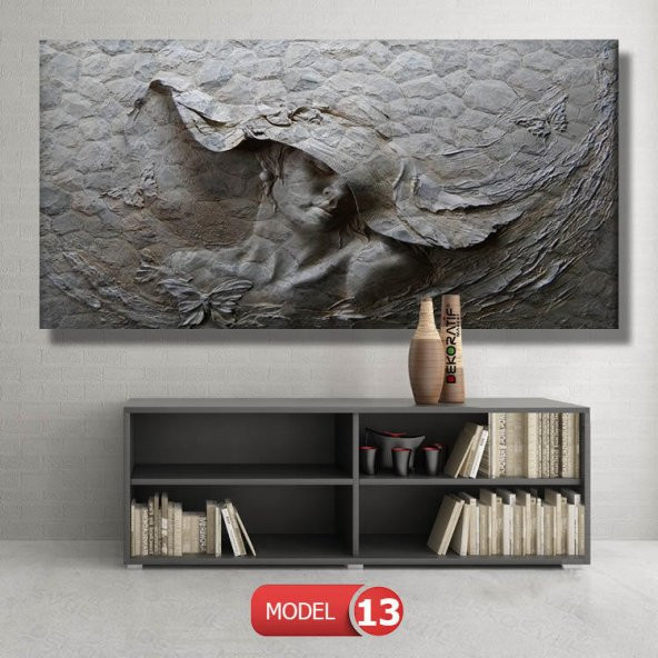 Taş Desenli Kadın Resimli Duvar Tablo Modelleri MODEL 13 - 120x60 cm