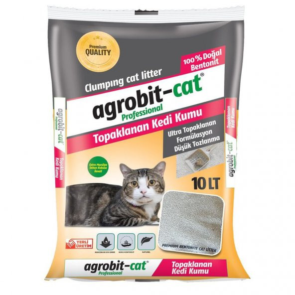 Agrobit Cat Marsilya Sabunu Kokulu Kedi Kumu Doğal Bentonit 10 Lt