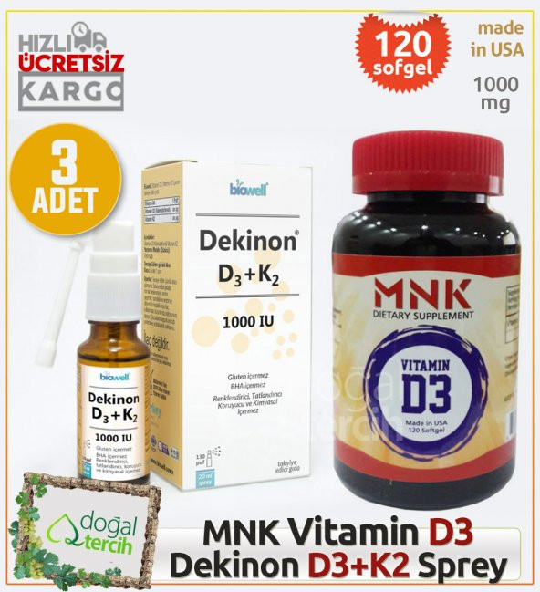 Dekinon SET! D3 + K2 Vitamin Sprey + Vitamin D3 Yumuşak Kapsül