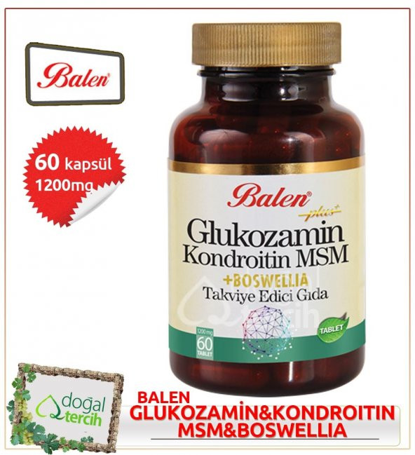 3 x Balen Glukozamin Kondroitin MSM Boswelia Tablet 60 x 1200 mg - 1
