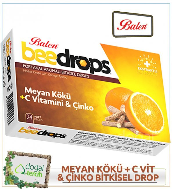 3 x Balen Meyankökü - Çinko - C Vit. Portakal Aromalı Drops - 1