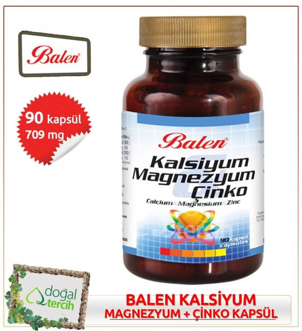 2 Adet x Balen Kalsiyum Magnezyum Çinko 90 Kapsül ürün görseli