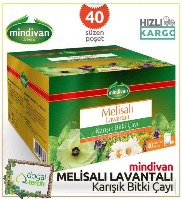 Mindivan Melisalı Lavantalı Karışık 40 lı Süzen Poşet Bitki Çayı