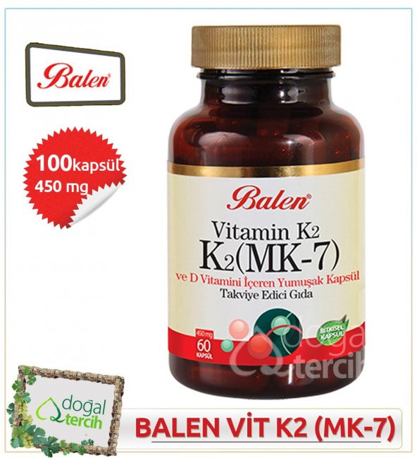 Balen Vitamin K2- K2 (MK-7) ve D Vitamini İçeren Yumuşak Kapsül