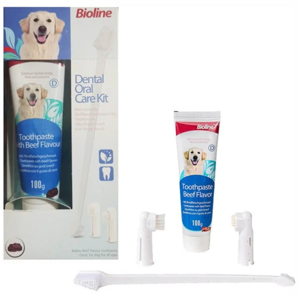 Bioline Köpekler İçin Ağız Temizleme Jeli ve Diş  Fırçası Seti SKT:12/2026