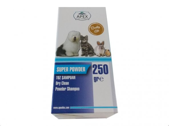 Apex Super Powder Toz Şampuan 250 gr. Skt : 02/2022      Kedi-Köpek-Tavşan-Hamsterlar İçin