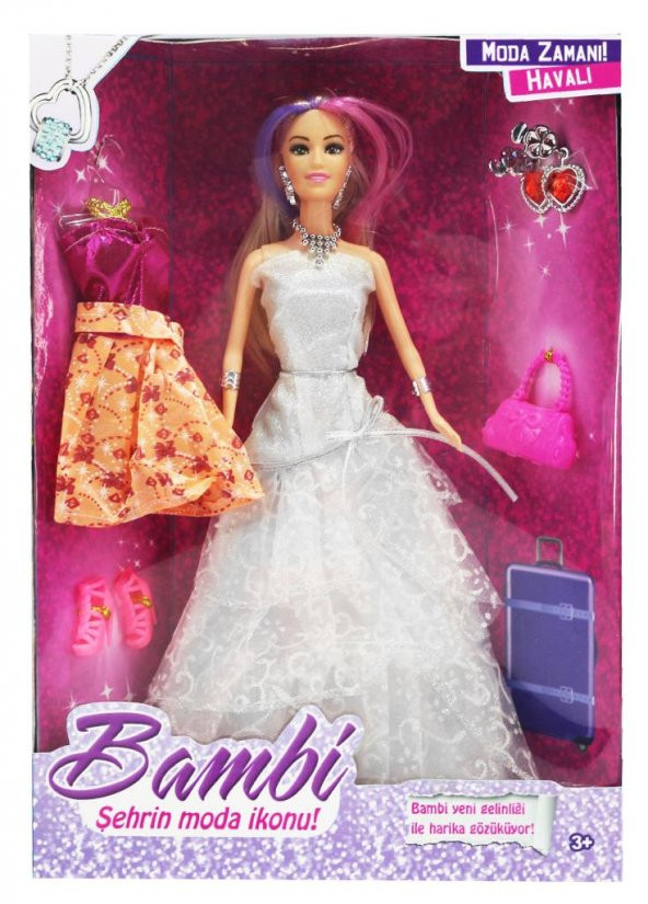 Mavi Yedek Elbiseli Moda Bebek Bambi 88018-C - 2