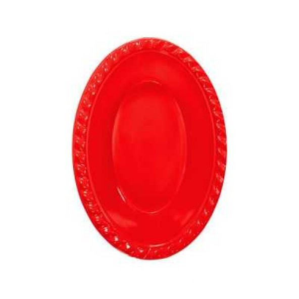 Kırmızı Plastik Oval Kase 8li