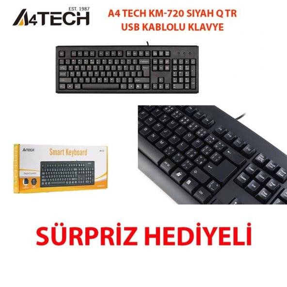A4 Tech KM-720 Q-TR USB Kablolu Siyah Standart Klavye