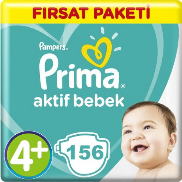 Prima Bebek Bezi Aktif Bebek 4+ Beden Maxi Plus Aylık Fırsat Pake