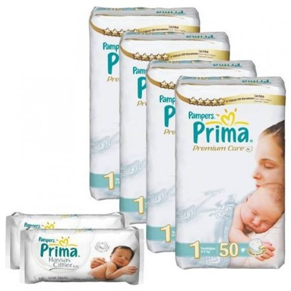 Prima Bebek Bezi Premium Care İkiz Paket Yenidoğan 1 Beden 108 Ad