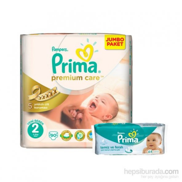 Prima Bebek Bezi Premium Care Mega Paket 2 Beden 90 Adet