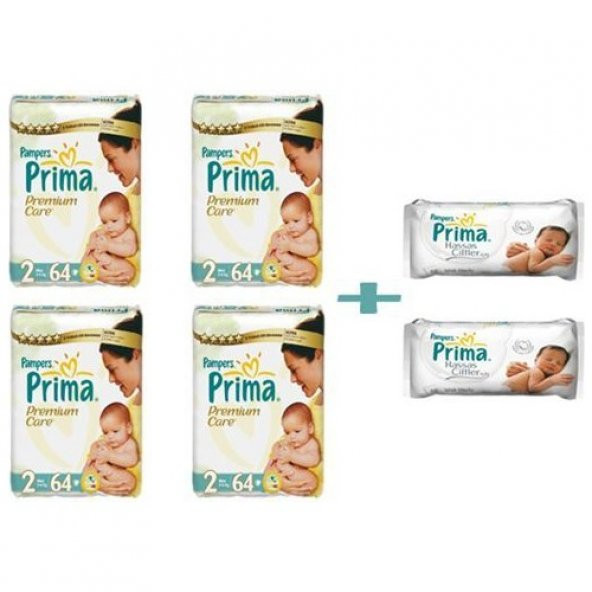 Prima Bebek Bezi Premium Care Mini Paket 2 Beden 128 Adet + Prima
