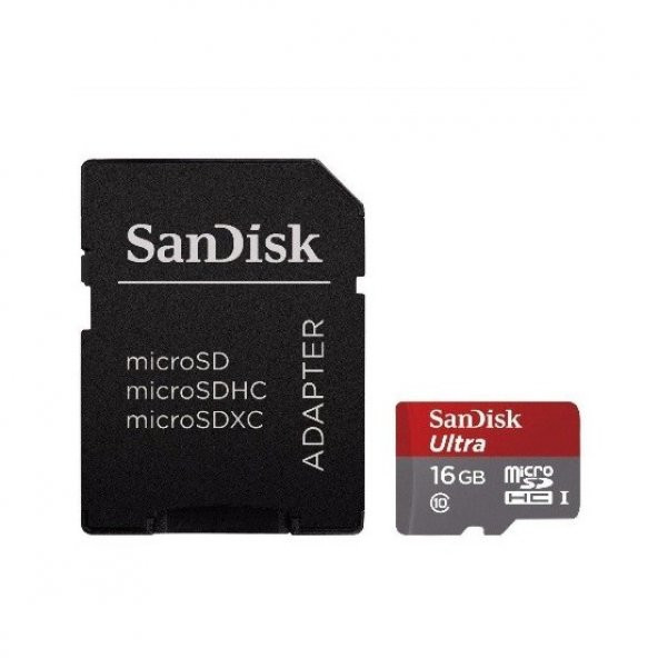 Sandisk Ultra Android microSDXC 16GB + SD Adapter 80MB/s Class 10 Hafıza Kartı SDSQUNC-016G-GN6MA
