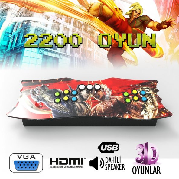 RETRO ATARİ OYUN KONSOLU DAHİLİ FARKLI 2200 OYUN - 2