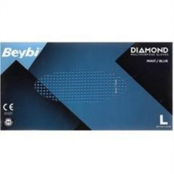 Beybi Diamond Pudrasız Mavi Nitril Eldiven 50li Paket Large