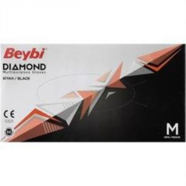 Beybi Diamond Pudrasız Siyah Nitril Eldiven 50li Paket Small