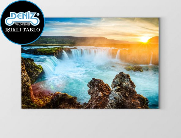 Işıklı Şelale Manzarası Tablosu