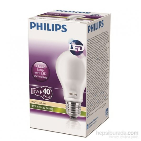 Philips LED Ampul 6-40W Sarı Işık E27 Normal Duy