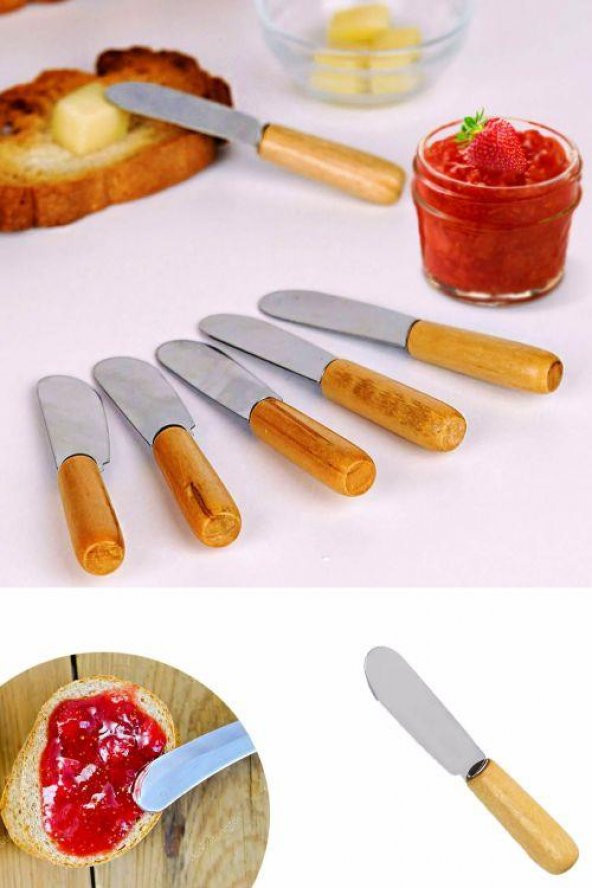 Bambu Saplı Reçel Çikolata Tereyağı Bıçağı (6 Adet)