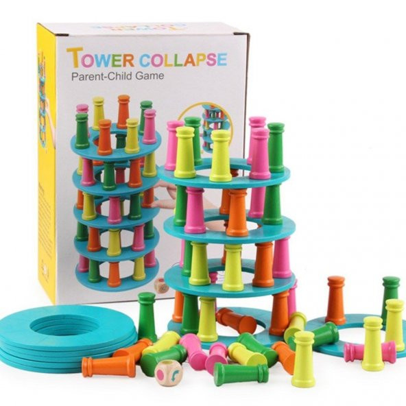 Ahşap Satranç Denge Kule Oyun Ahşap Yapı Blokları Eğitici Oyuncak