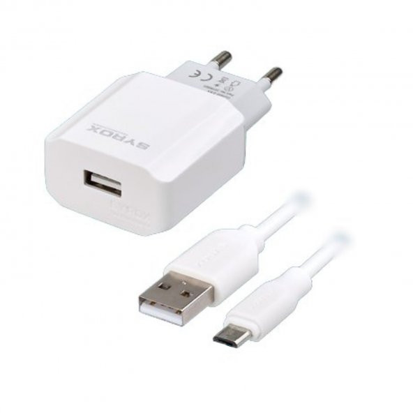Syrox J47 Micro USB Kablolu Hızlı Şarj Aleti Set 2.6A Beyaz