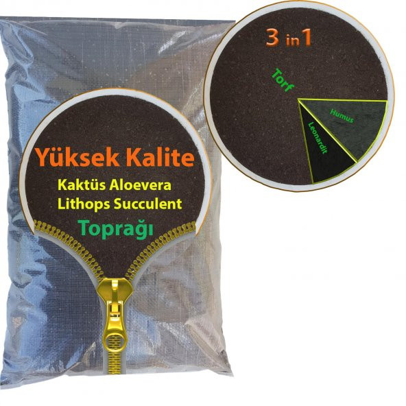 Bitbest 3in1 20Lt Kaktüs Aloevera Lithops Succul. Toprağı Çv ( Torf Humus Leonardit ) - 3