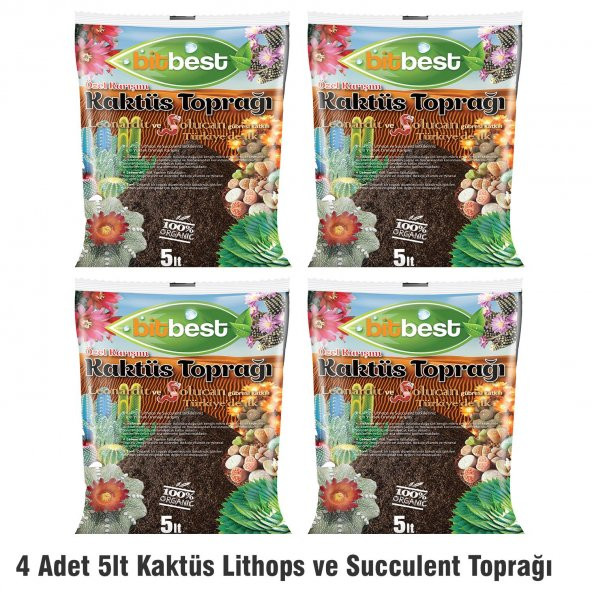 Bitbest bio Kaktüs Lithops Ve Succulent Toprağı 4 Adet 5lt - 2