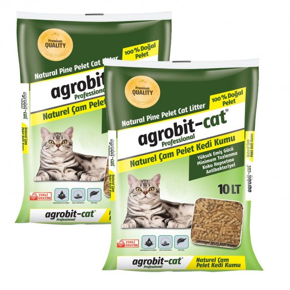 Agrobit Cat Pellet Çam Peleti Kedi Kumu 2x10 lt pelet En iyi kedi bakımı ve fiyat