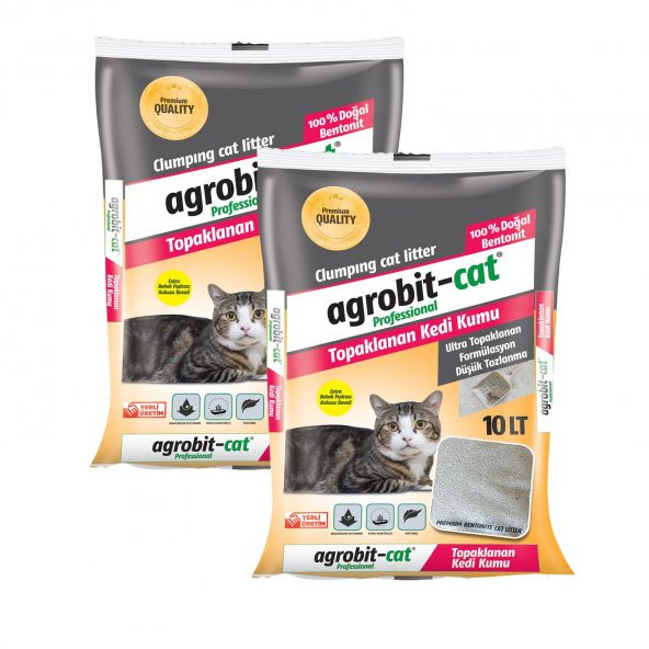 Agrobit cat Kedi Kumu 2x10LT Bebe Pudrası Kokulu Doğal bentonit En iyi kedi bakımı ve fiyat