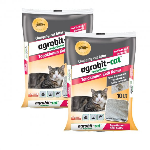 Agrobit cat Kedi Kumu 2x10LT Kokusuz Doğal bentonit En iyi kedi bakımı ve fiyat - 2