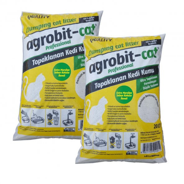 Agrobit cat Kedi Kumu 2x20LT Marsilya Sabun Kokulu Doğal bentonit En iyi kedi bakımı ve fiyat ürün görseli
