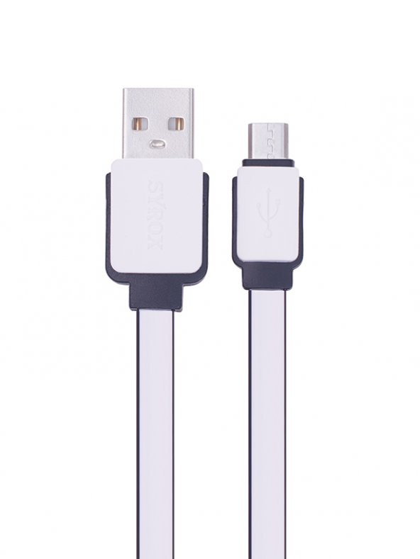 Syrox C63 Micro USB Şarj ve USB Data Kablosu Yassı 2.0A 1.2mt Beyaz