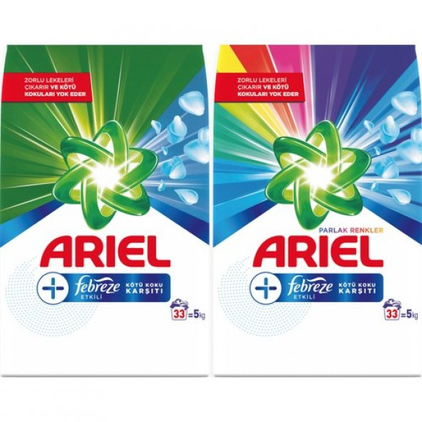 Ariel Plus Toz Çamaşır Deterjanı Febreze Etkili 5 kg + Parlak Ren