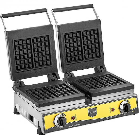 Remta Çiftli Waffle Makinası Döküm İkili Kare Sanayi Tipi