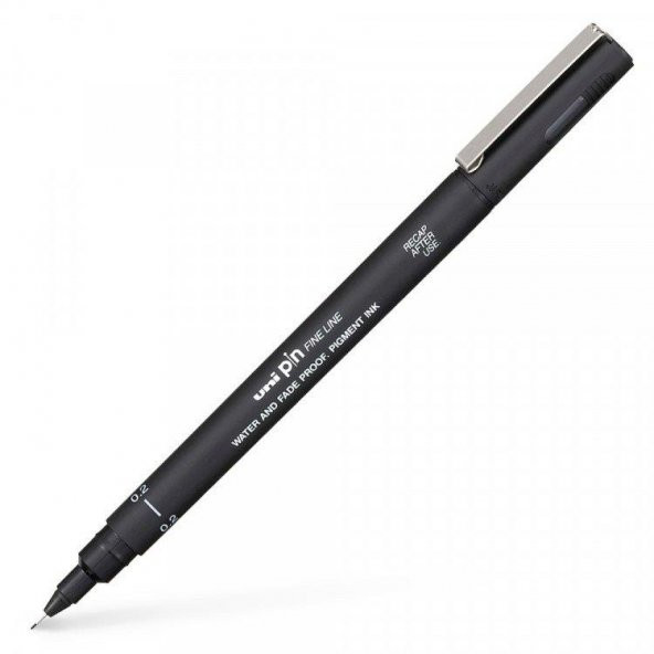 Uni-Ball Çizim Kalemi Akrilik Uçlu Fine Line Pin 0.2 mm Siyah