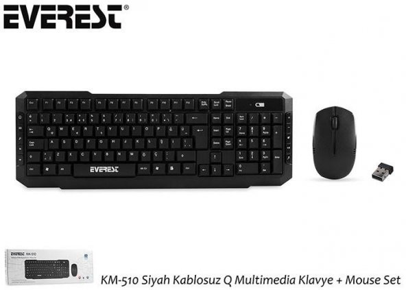 Everest Km-510 Siyah Kablosuz Multimedia Klavye Mouse Set