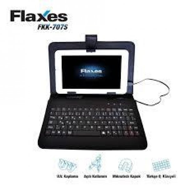 Flaxes Fkk-707s 7" Siyah Ayarlanabilir Klavyeli Tablet Kılıfı